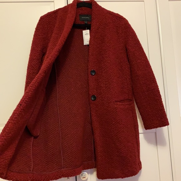 NEW🌟 Banana Republic Red Knit Collarless Coat Jacket - Picture 2 of 5